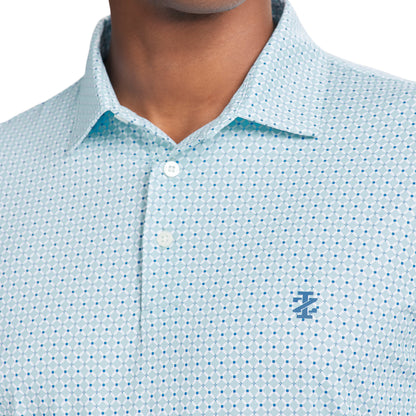 Izod GOLF SWINGFLEX ELITE PRINTED POLO - TANAGER TURQUOISE
