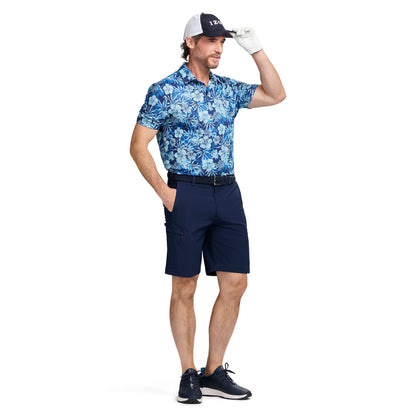 Izod GOLF SWINGFLEX ELITE PRINTED POLO - TANAGER TURQUOISE