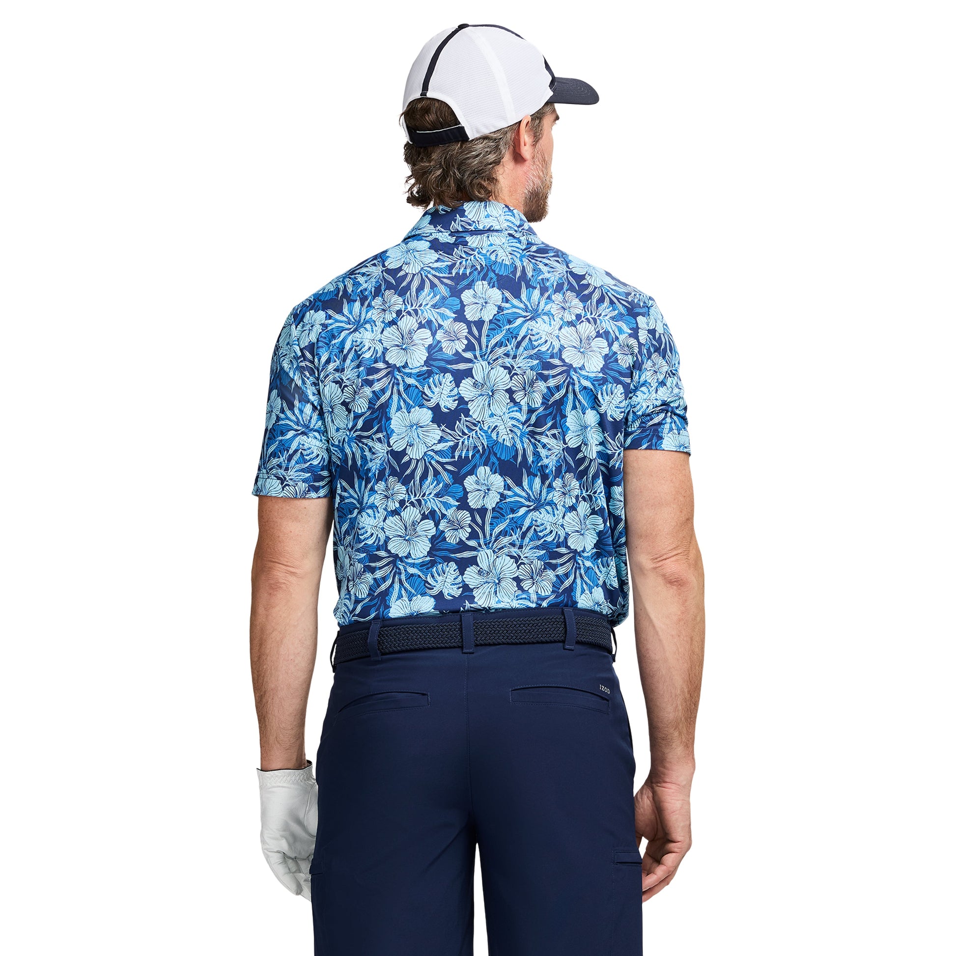 Izod GOLF SWINGFLEX ELITE PRINTED POLO - TANAGER TURQUOISE