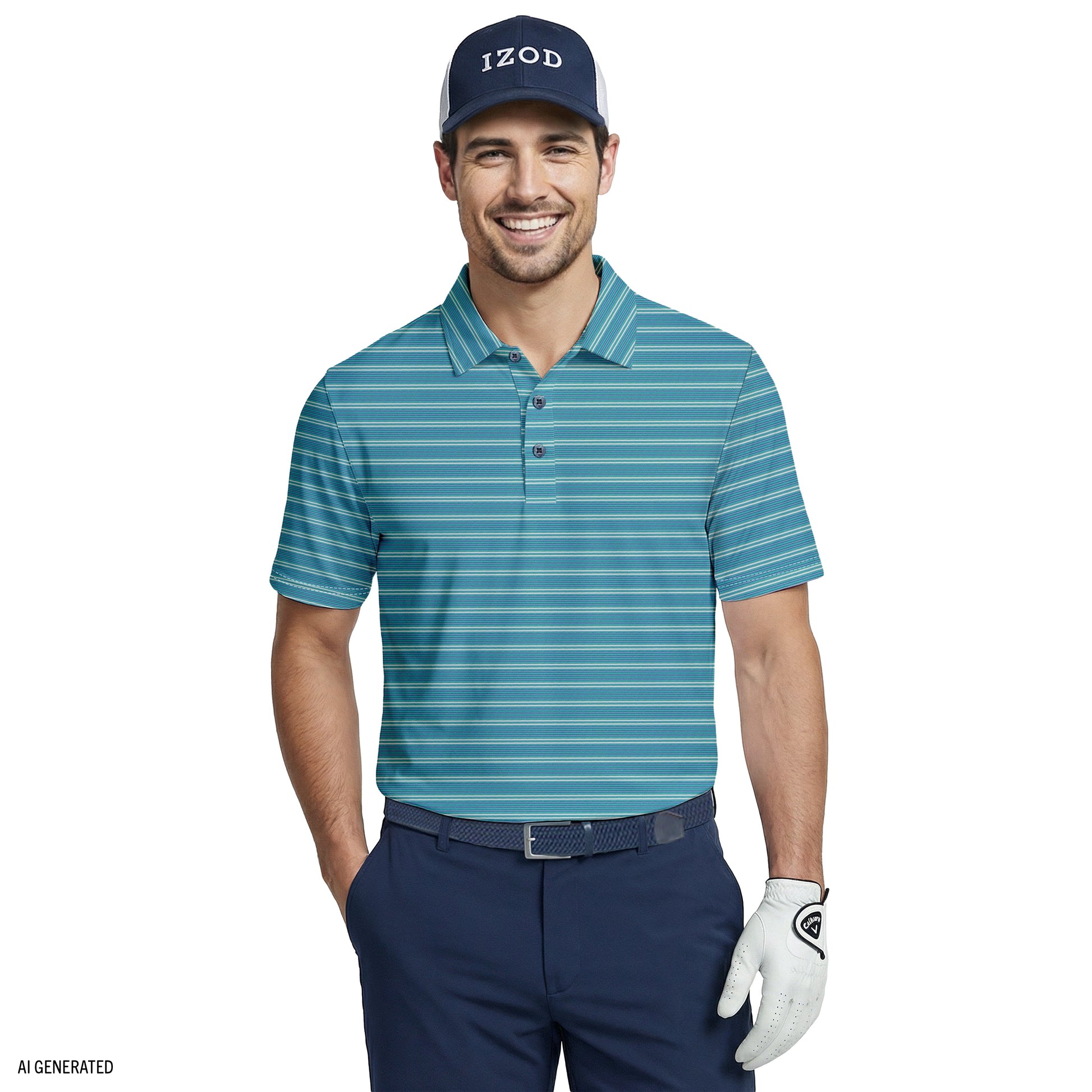 Izod GOLF SWINGFLEX ELITE PRINTED POLO - TEAL