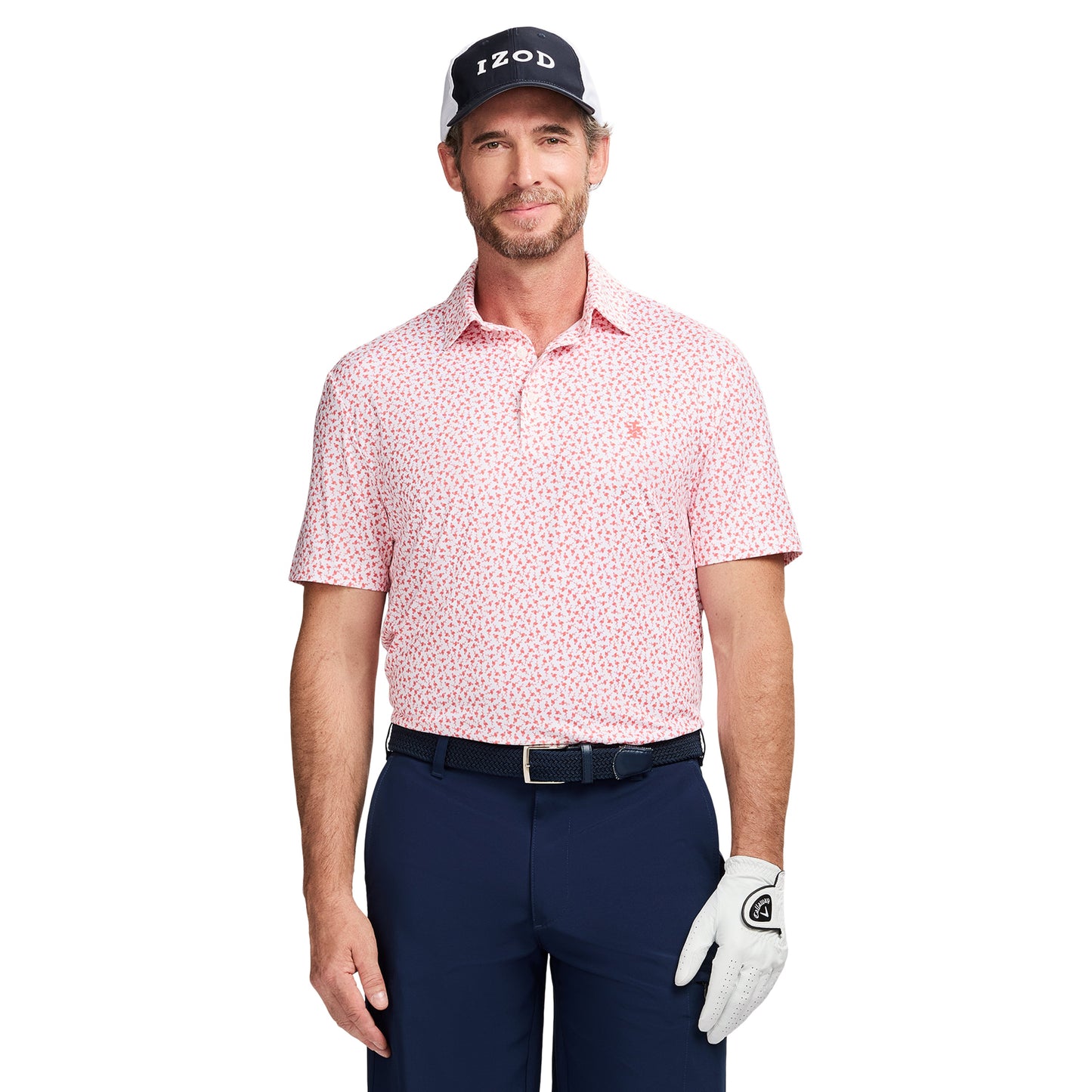 Izod GOLF SWINGFLEX ELITE PRINTED POLO - WHITE