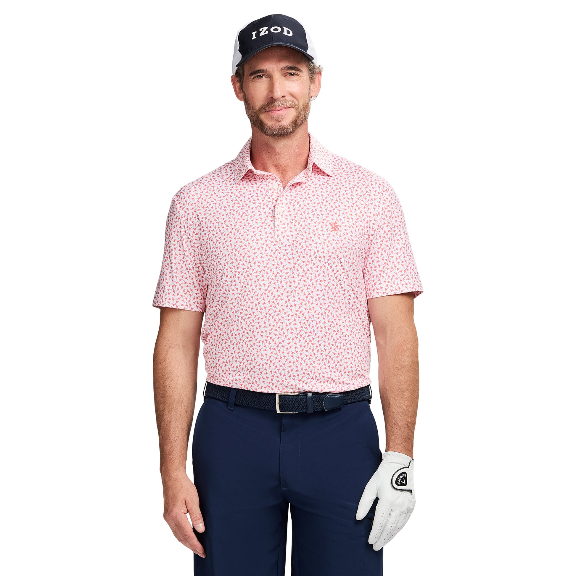 Izod GOLF SWINGFLEX ELITE PRINTED POLO - WHITE
