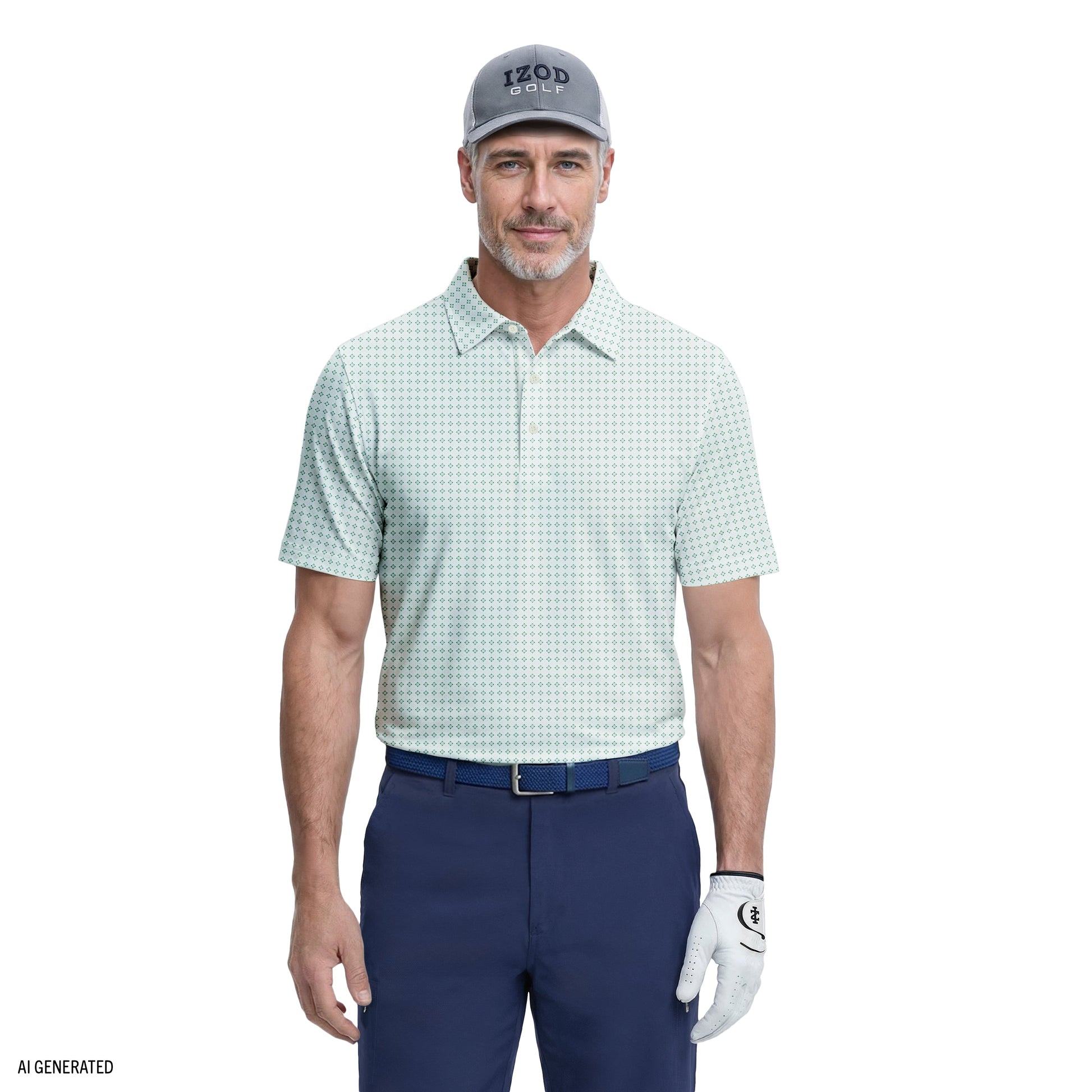 Izod GOLF SWINGFLEX ELITE PRINTED POLO - WHITE