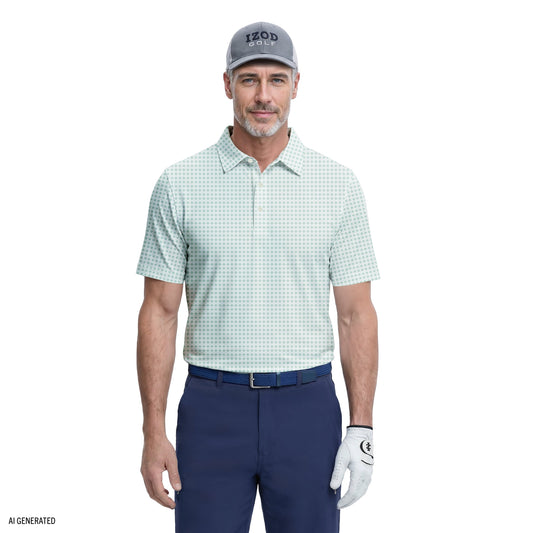 Izod GOLF SWINGFLEX ELITE PRINTED POLO - WHITE