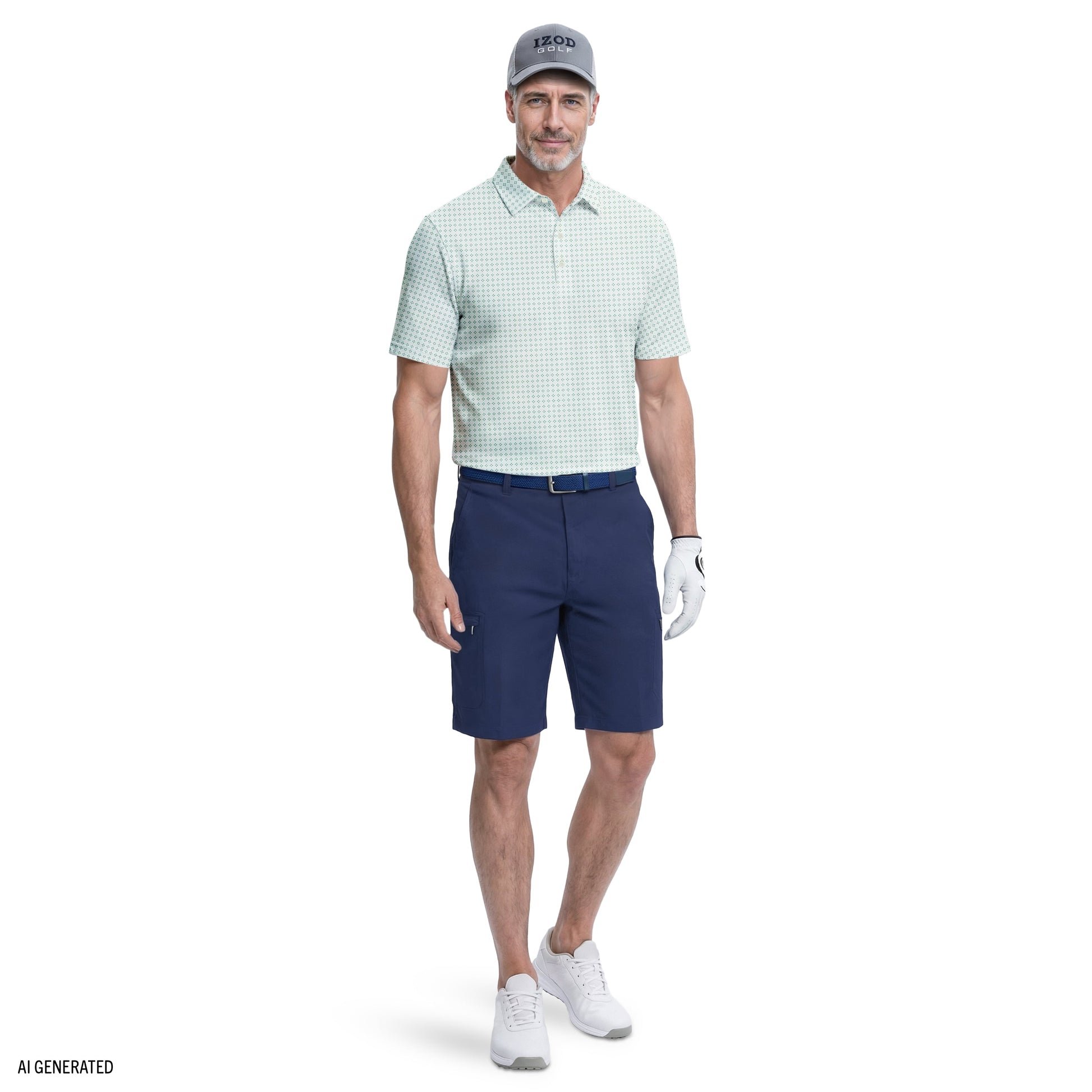 Izod GOLF SWINGFLEX ELITE PRINTED POLO - WHITE