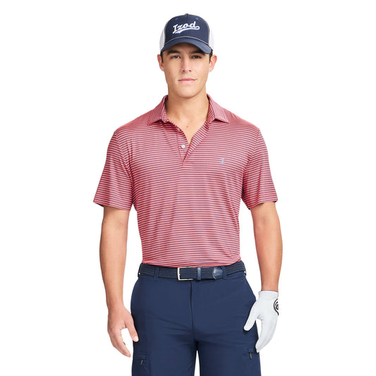 Izod GOLF SWINGFLEX ELITE STRIPED POLO - ROSE OF SHARON