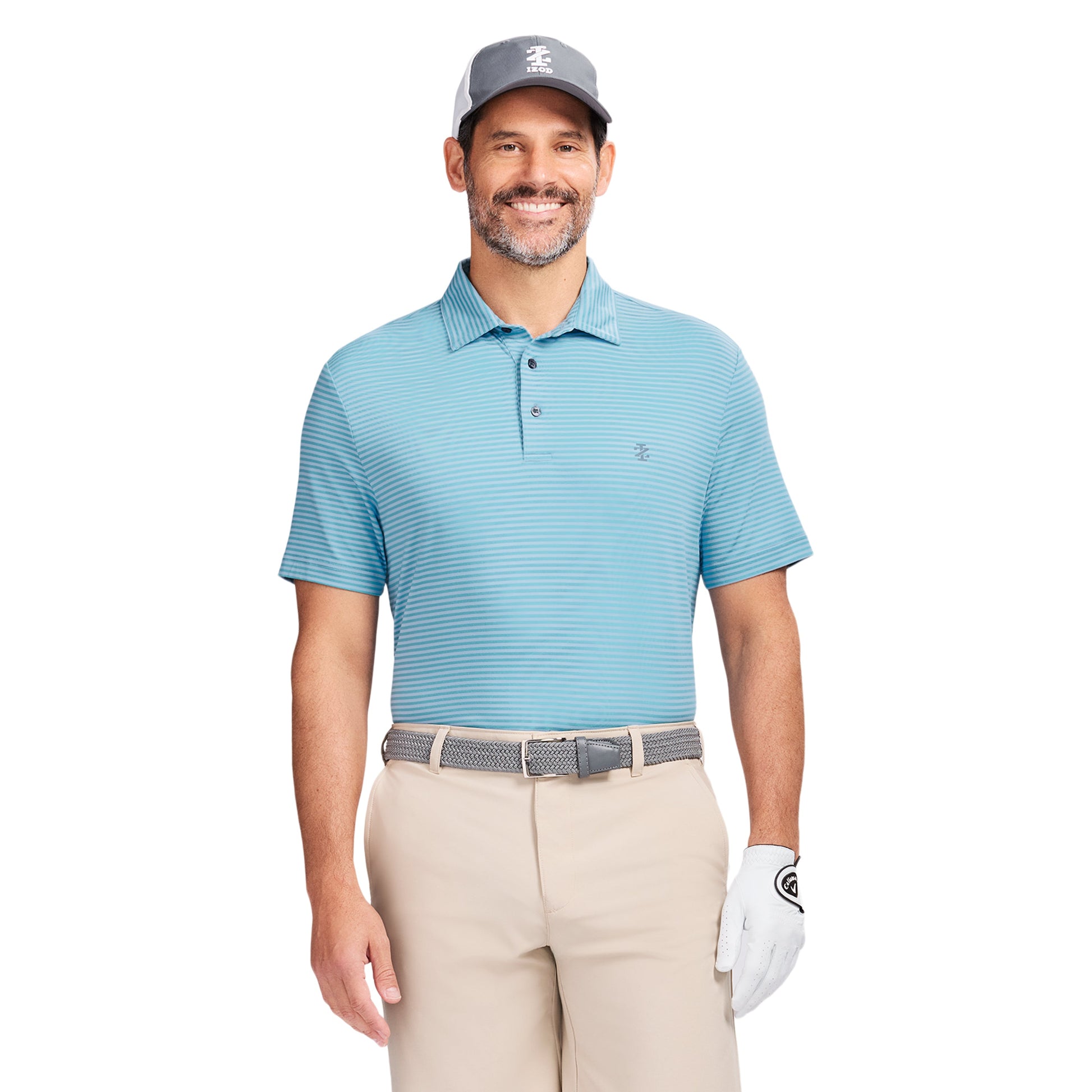 Izod GOLF SWINGFLEX ELITE STRIPED POLO - TEAL