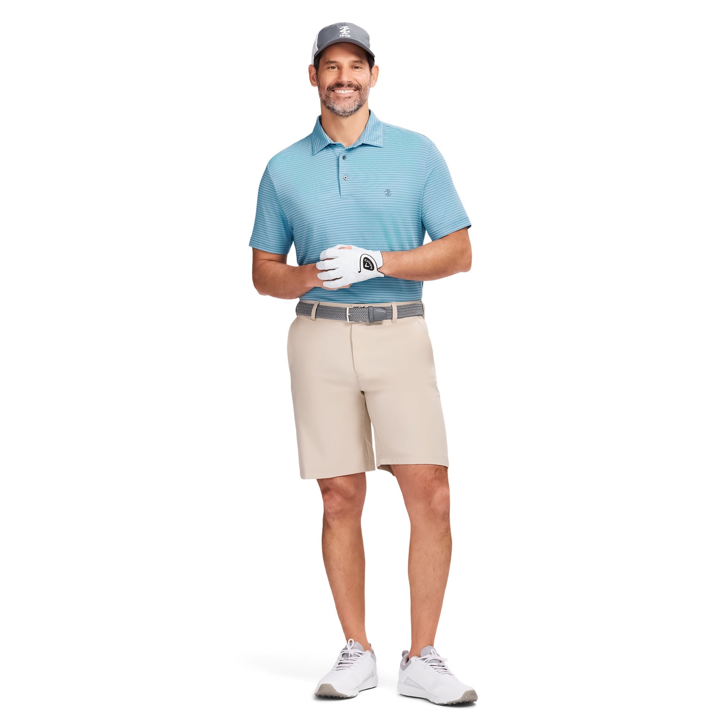 Izod GOLF SWINGFLEX ELITE STRIPED POLO - TEAL