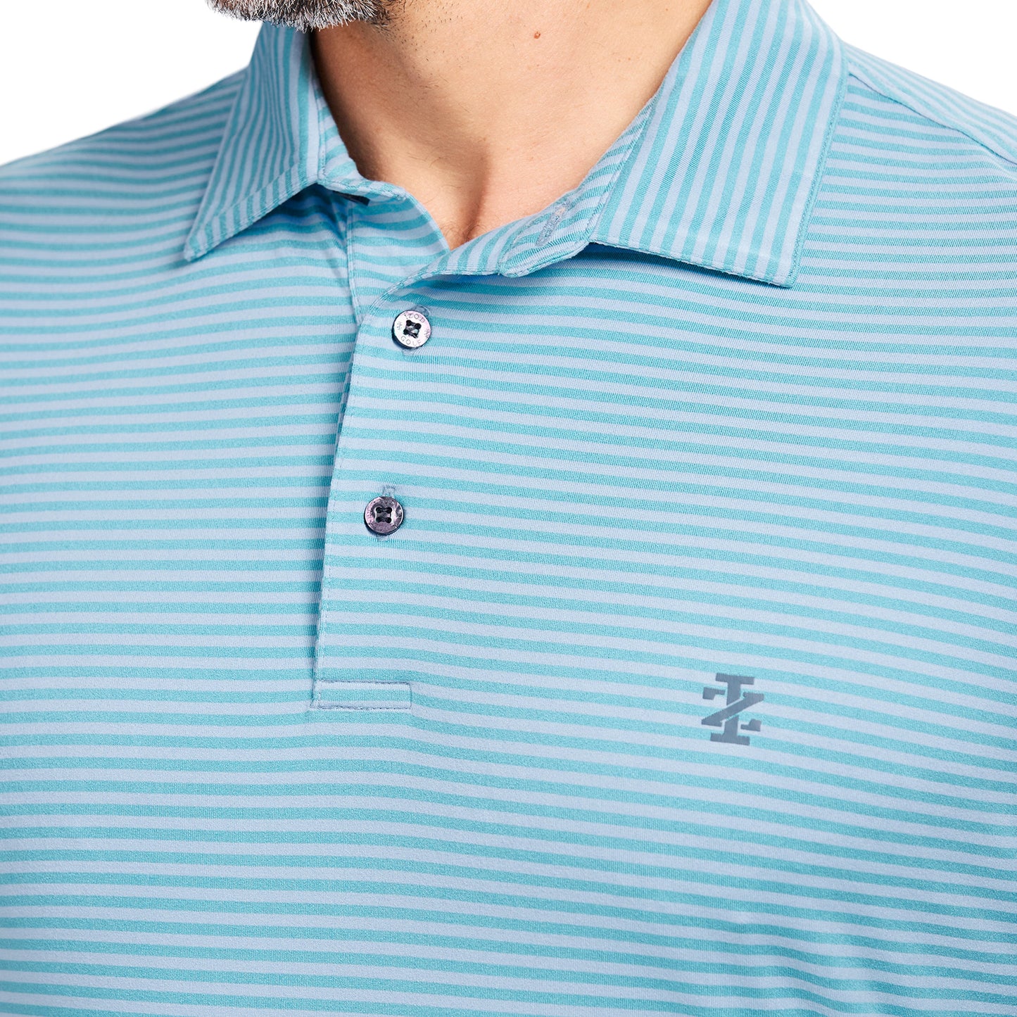Izod GOLF SWINGFLEX ELITE STRIPED POLO - TEAL