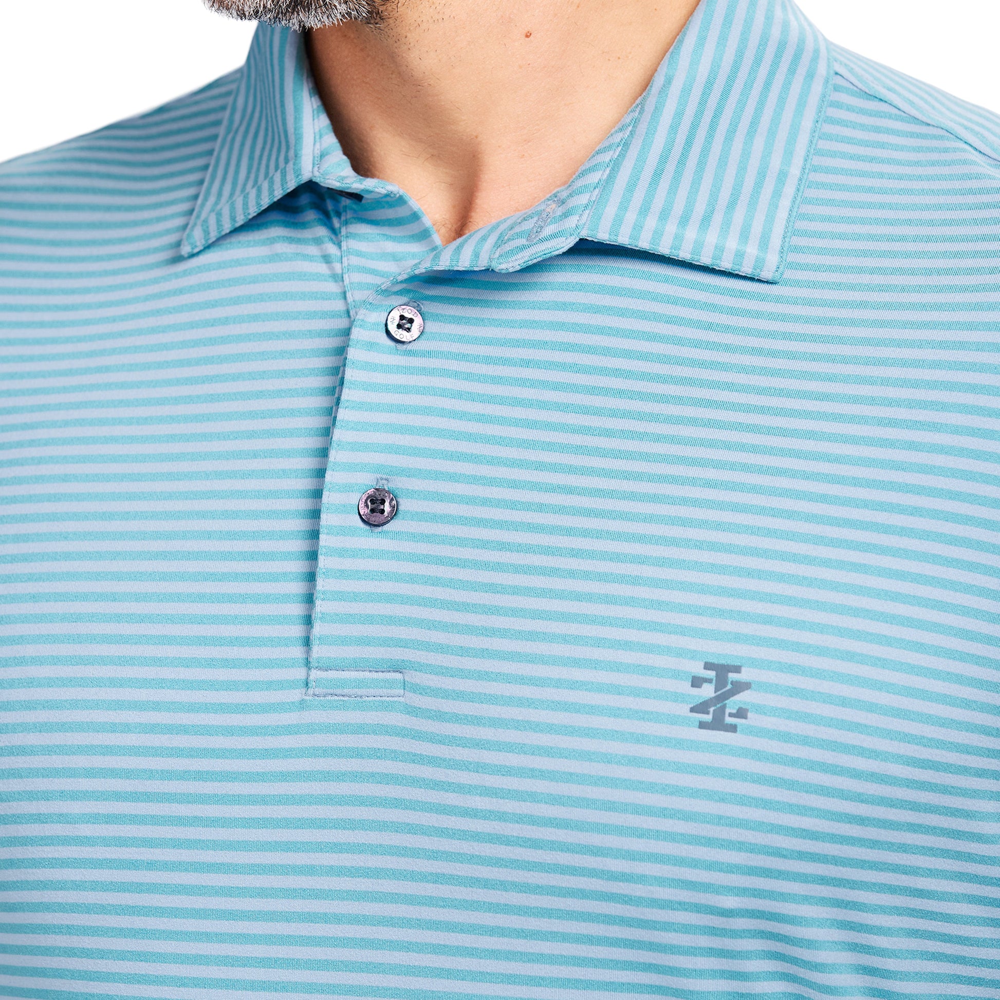 Izod GOLF SWINGFLEX ELITE STRIPED POLO - TEAL