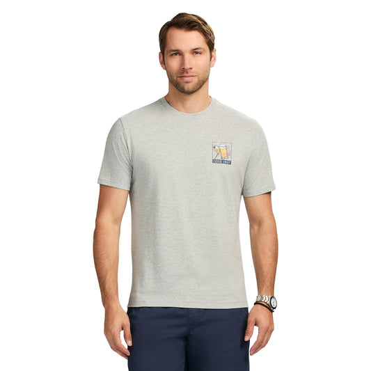 Izod Saltwater Short Sleeve Graphic Tee - Lt Grey Hthr