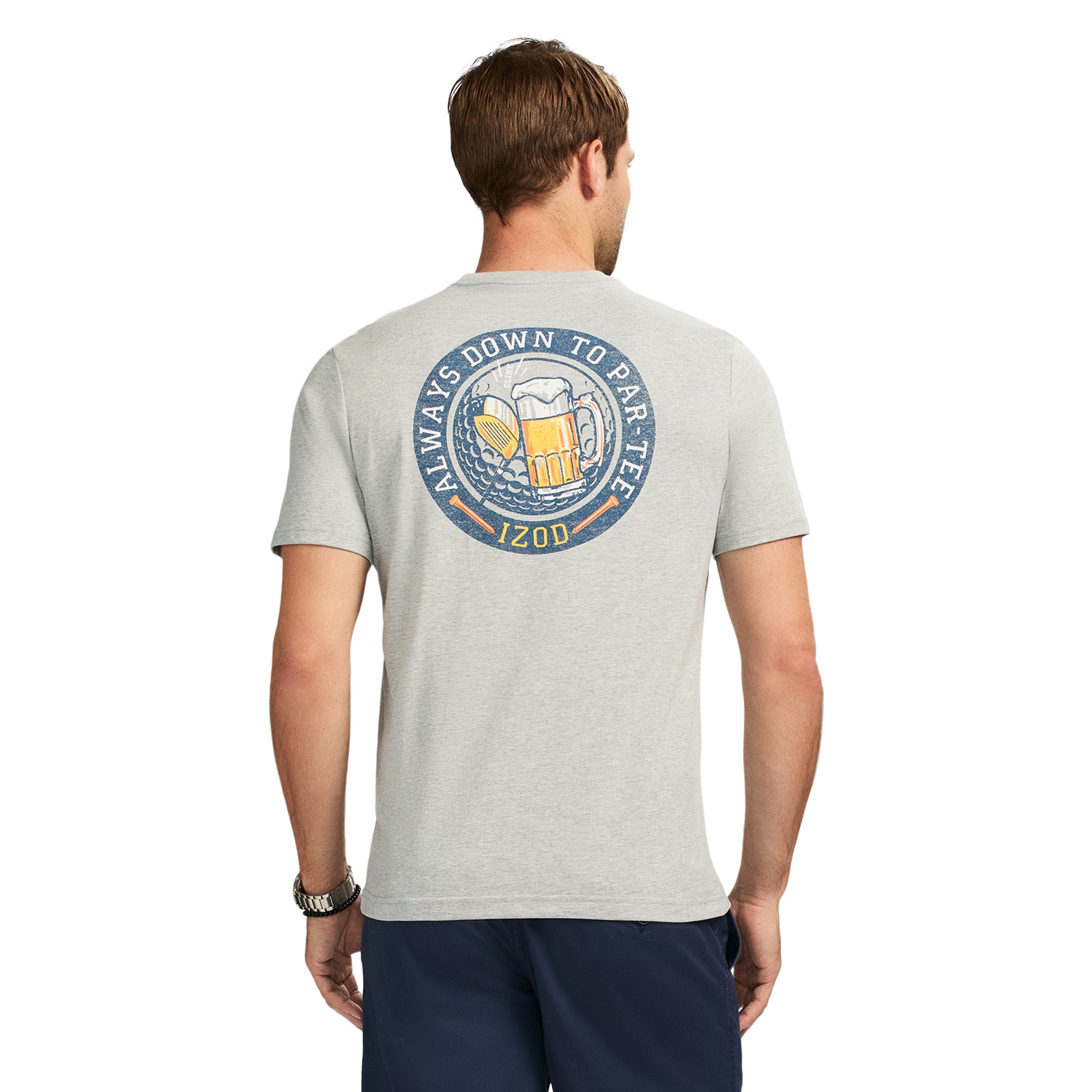 Izod Saltwater Short Sleeve Graphic Tee - Lt Grey Hthr