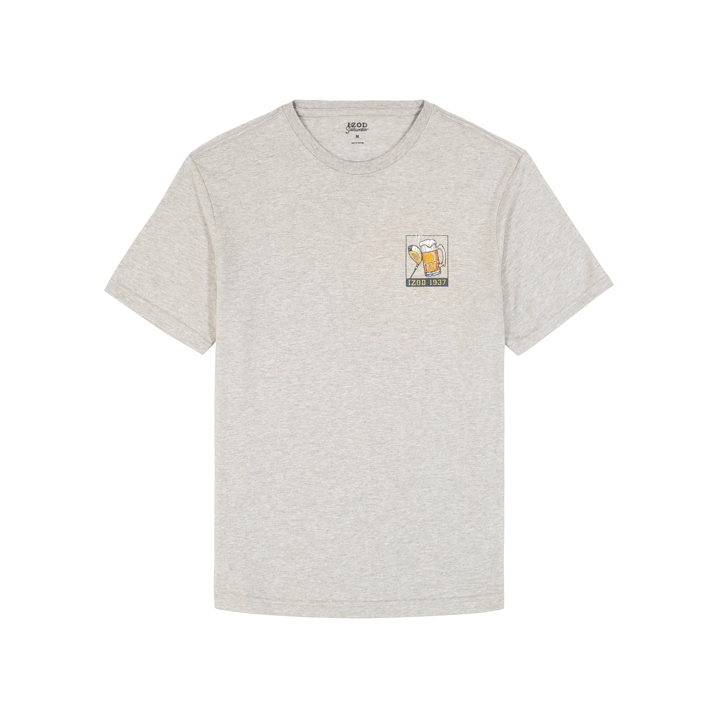 Izod Saltwater Short Sleeve Graphic Tee - Lt Grey Hthr