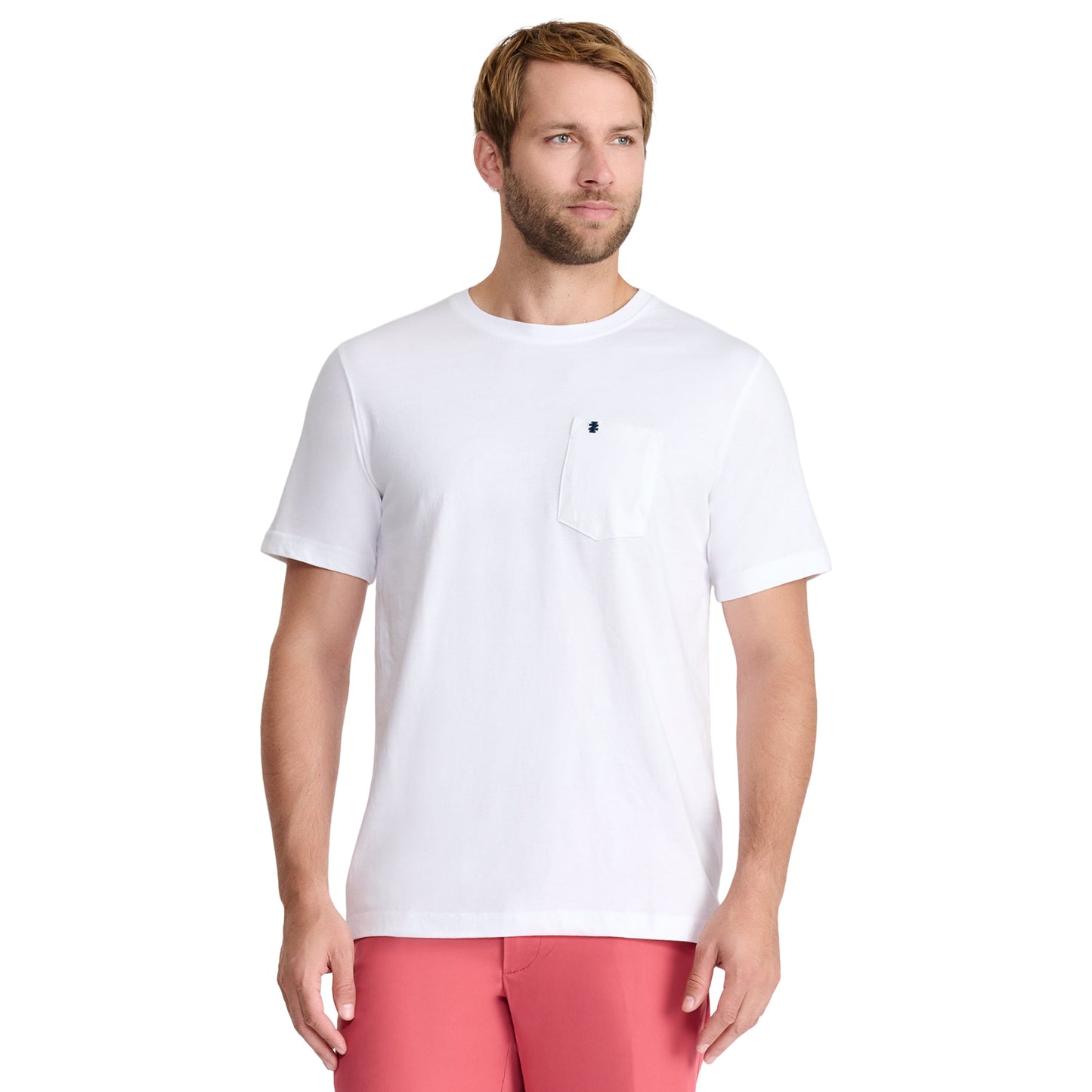 Izod SALTWATER SHORT SLEEVE SOLID T-SHIRT WITH POCKET BRIGHT WHITE