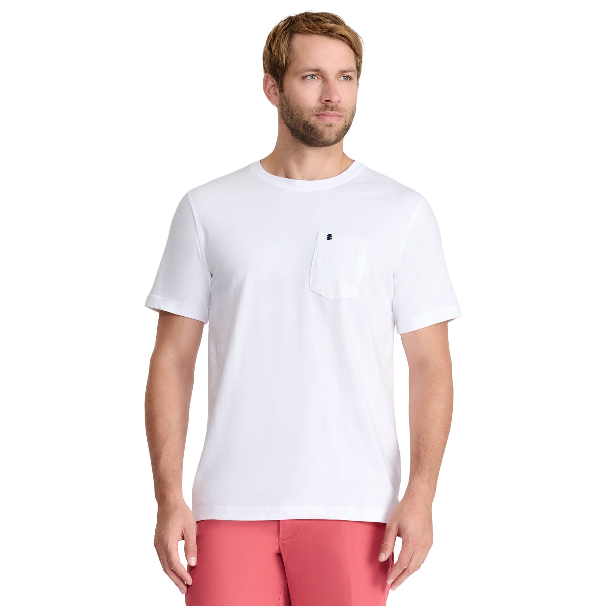 Izod SALTWATER SHORT SLEEVE SOLID T-SHIRT WITH POCKET BRIGHT WHITE