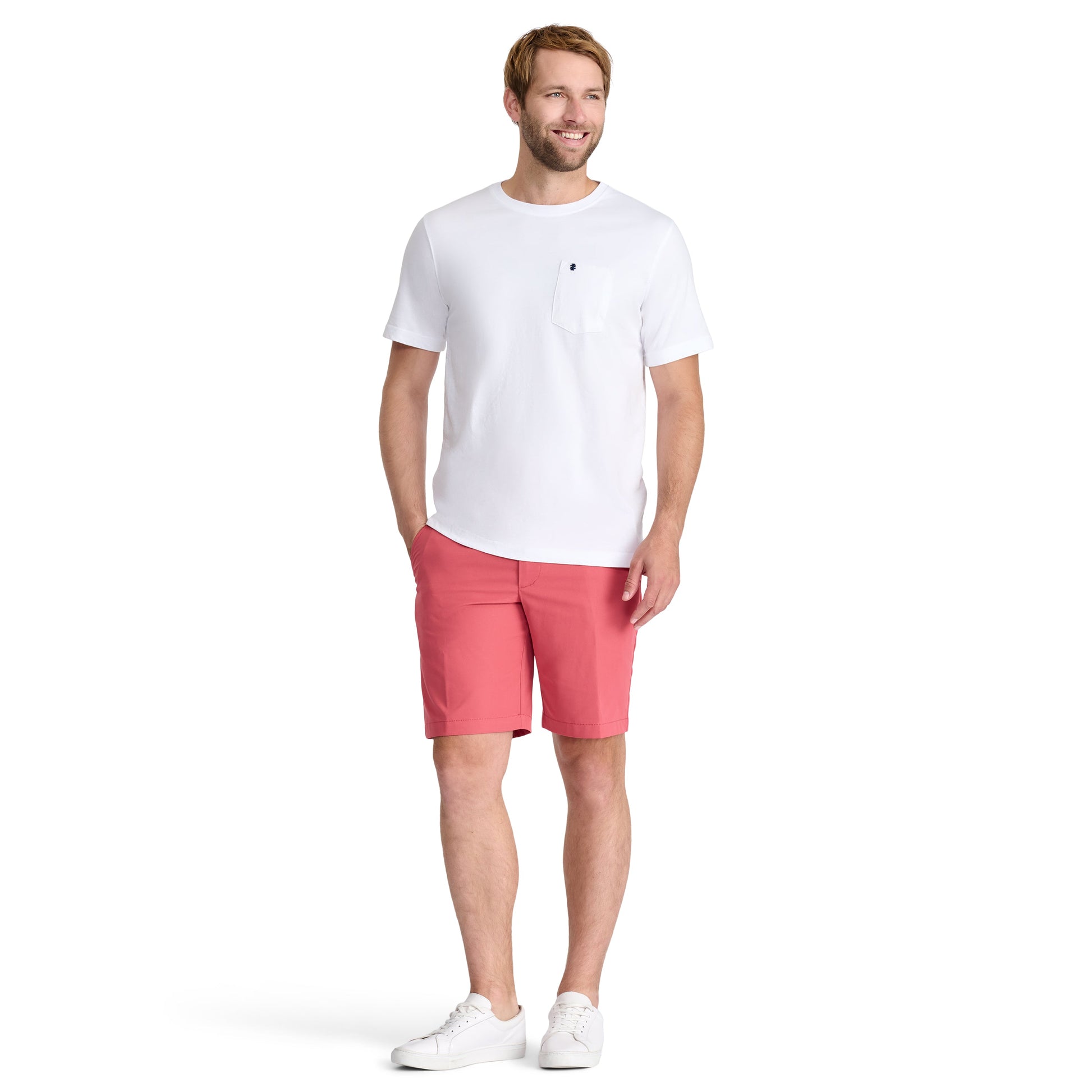 Izod SALTWATER SHORT SLEEVE SOLID T-SHIRT WITH POCKET BRIGHT WHITE