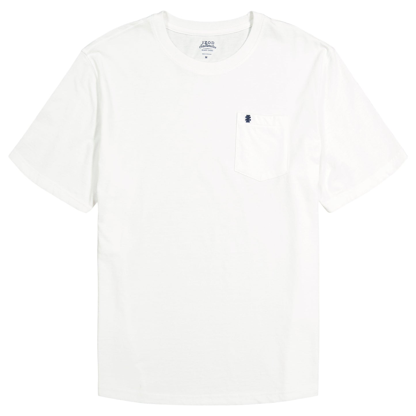 Izod SALTWATER SHORT SLEEVE SOLID T-SHIRT WITH POCKET BRIGHT WHITE