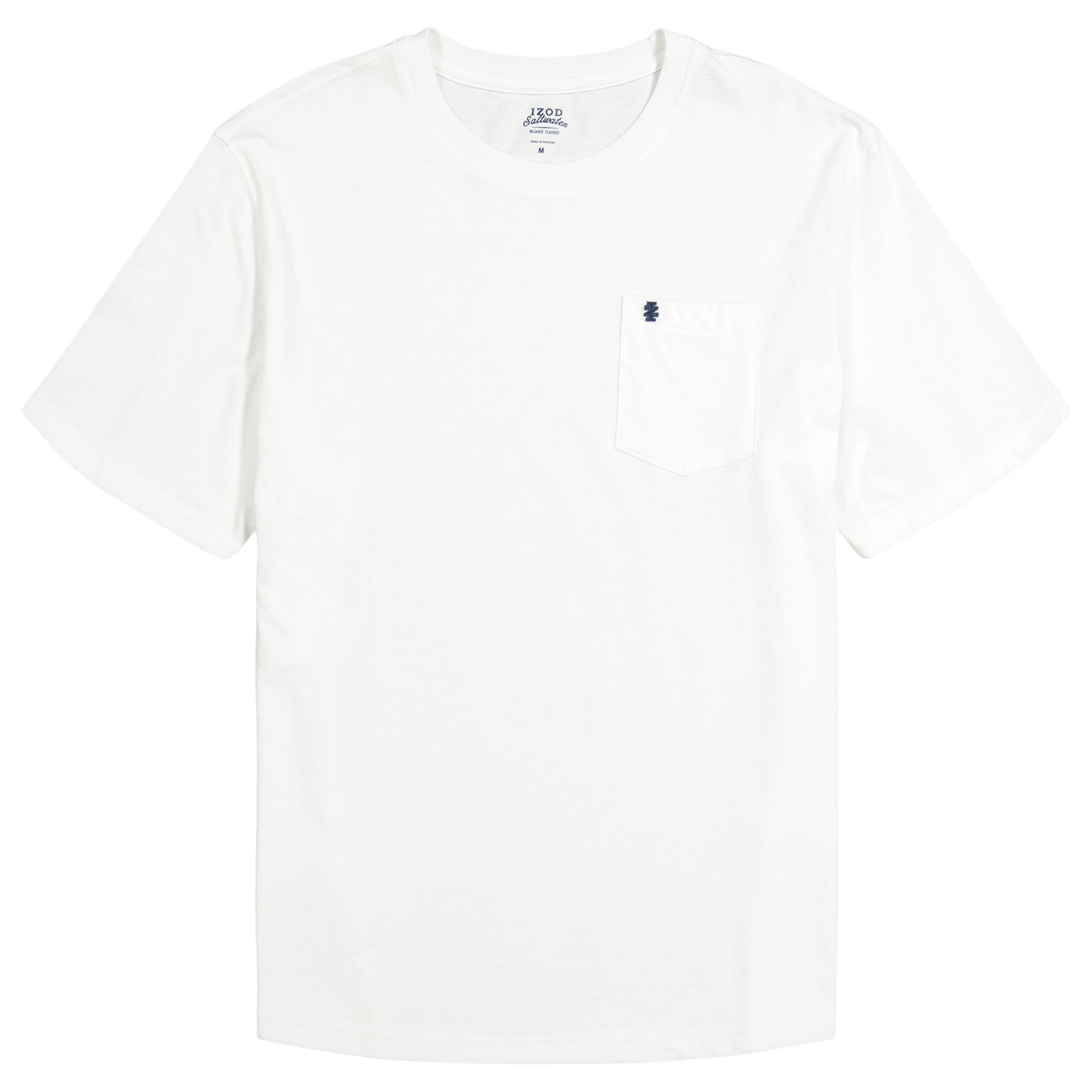 Izod SALTWATER SHORT SLEEVE SOLID T-SHIRT WITH POCKET BRIGHT WHITE
