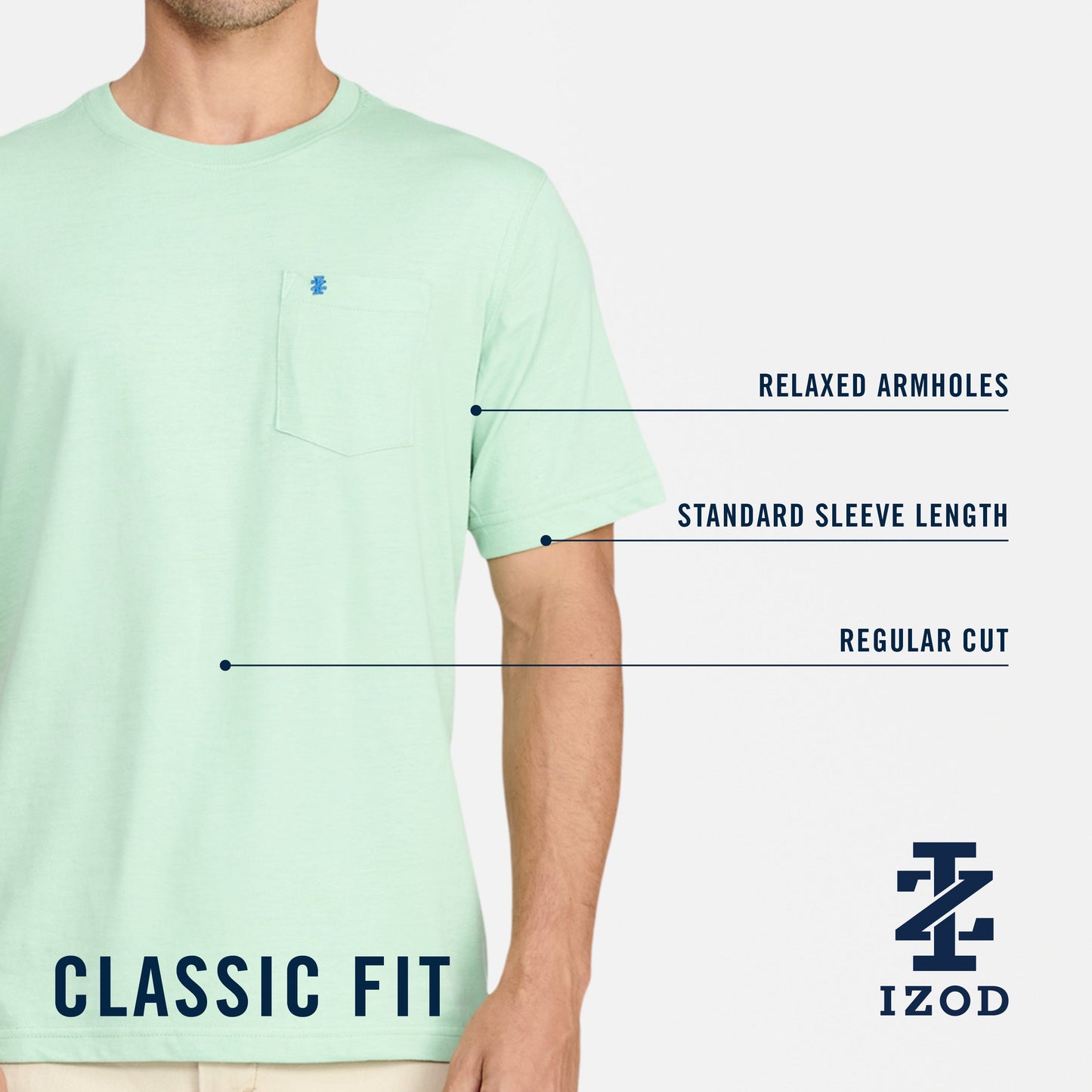 Izod SALTWATER SHORT SLEEVE SOLID T-SHIRT WITH POCKET BRIGHT WHITE
