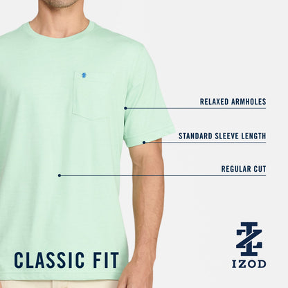 Izod SALTWATER SHORT SLEEVE SOLID T-SHIRT WITH POCKET BRIGHT WHITE