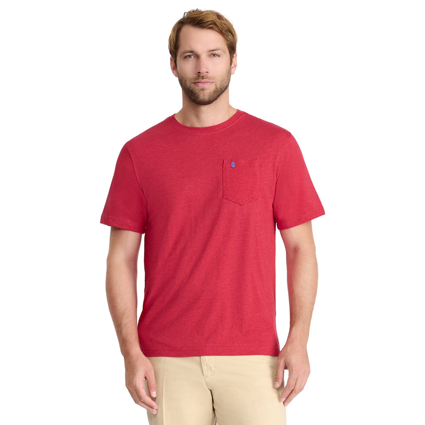 Izod SALTWATER SHORT SLEEVE SOLID T-SHIRT WITH POCKET GLOSSY RED