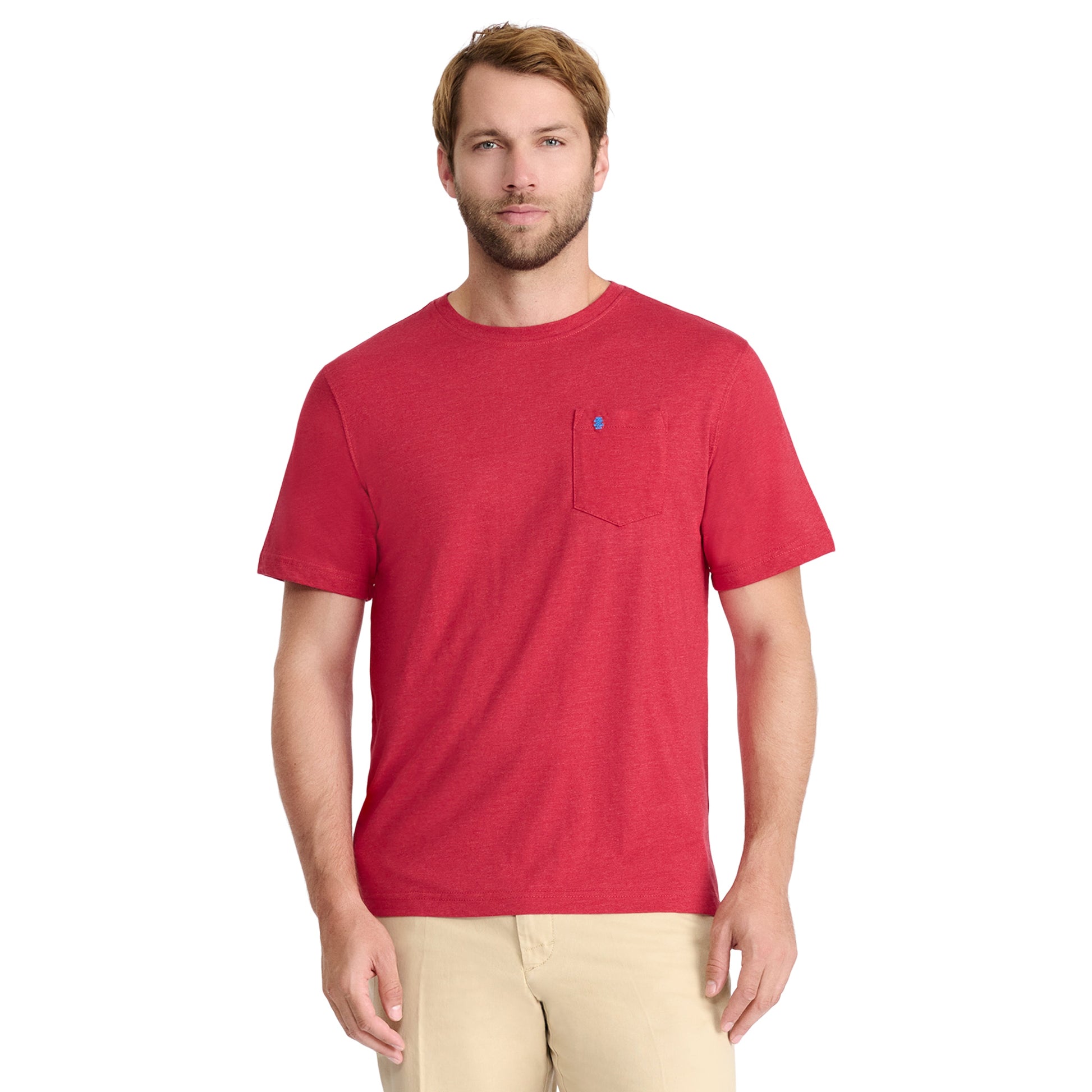Izod SALTWATER SHORT SLEEVE SOLID T-SHIRT WITH POCKET GLOSSY RED