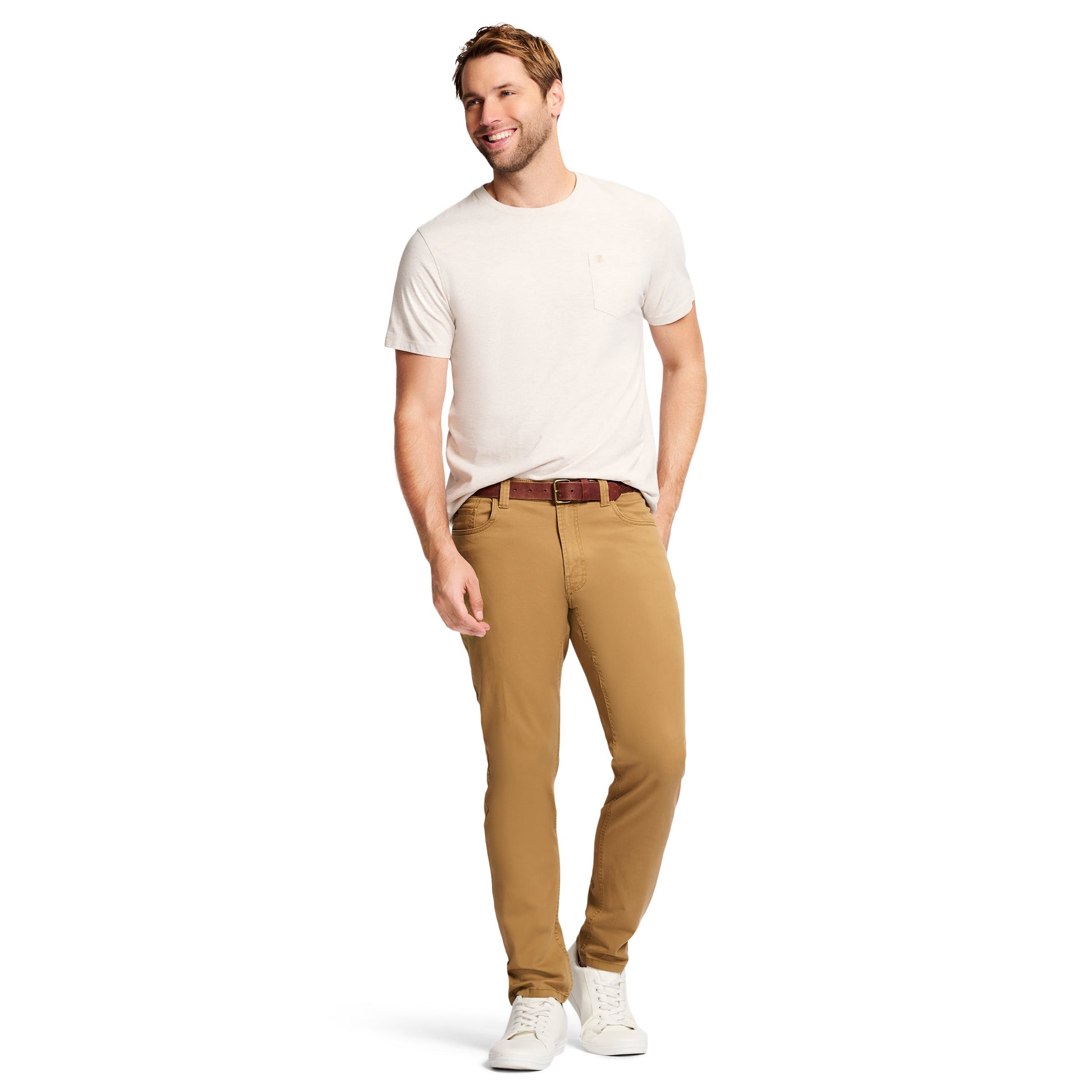 Izod Saltwater 5-Pocket Straight Fit Chino Pant - Cognac