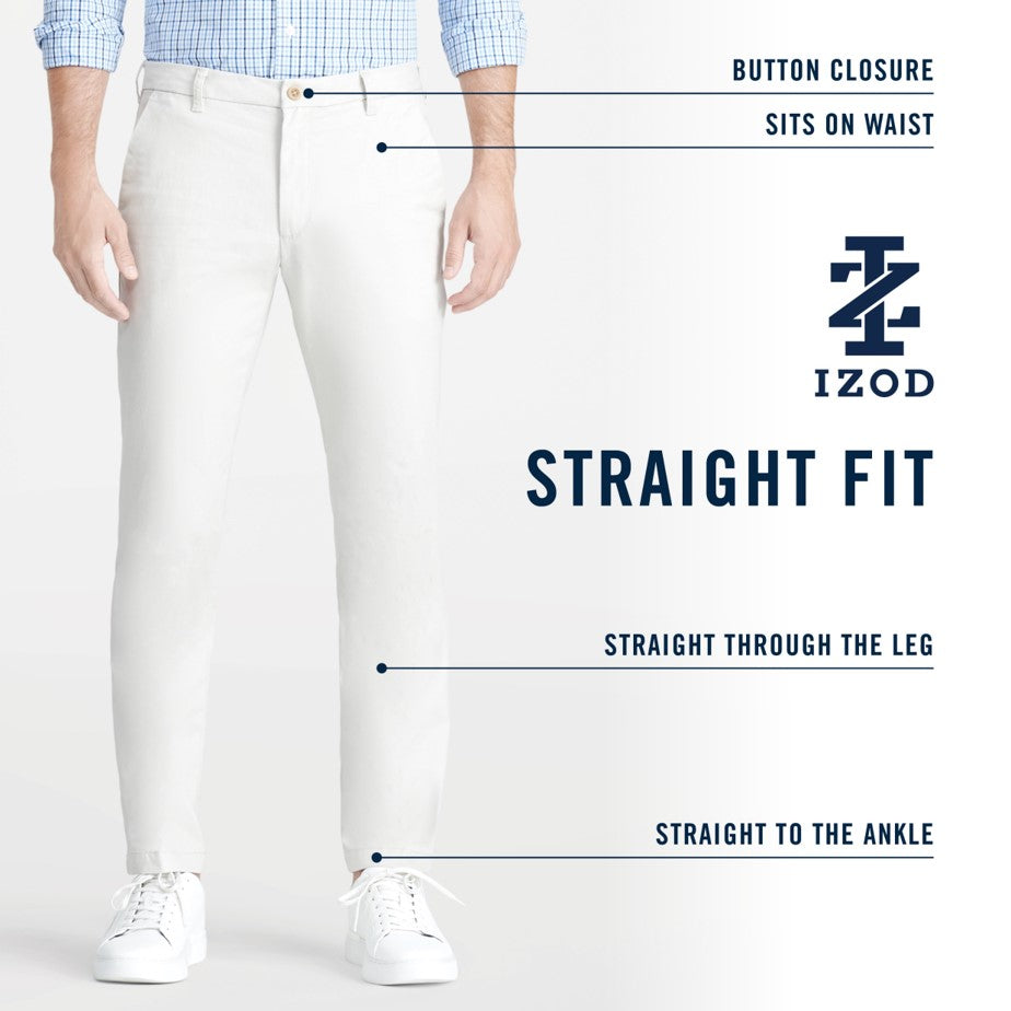 Izod Performance Stretch Flat-Front Straight Fit Chino Pants - Warm Pearl
