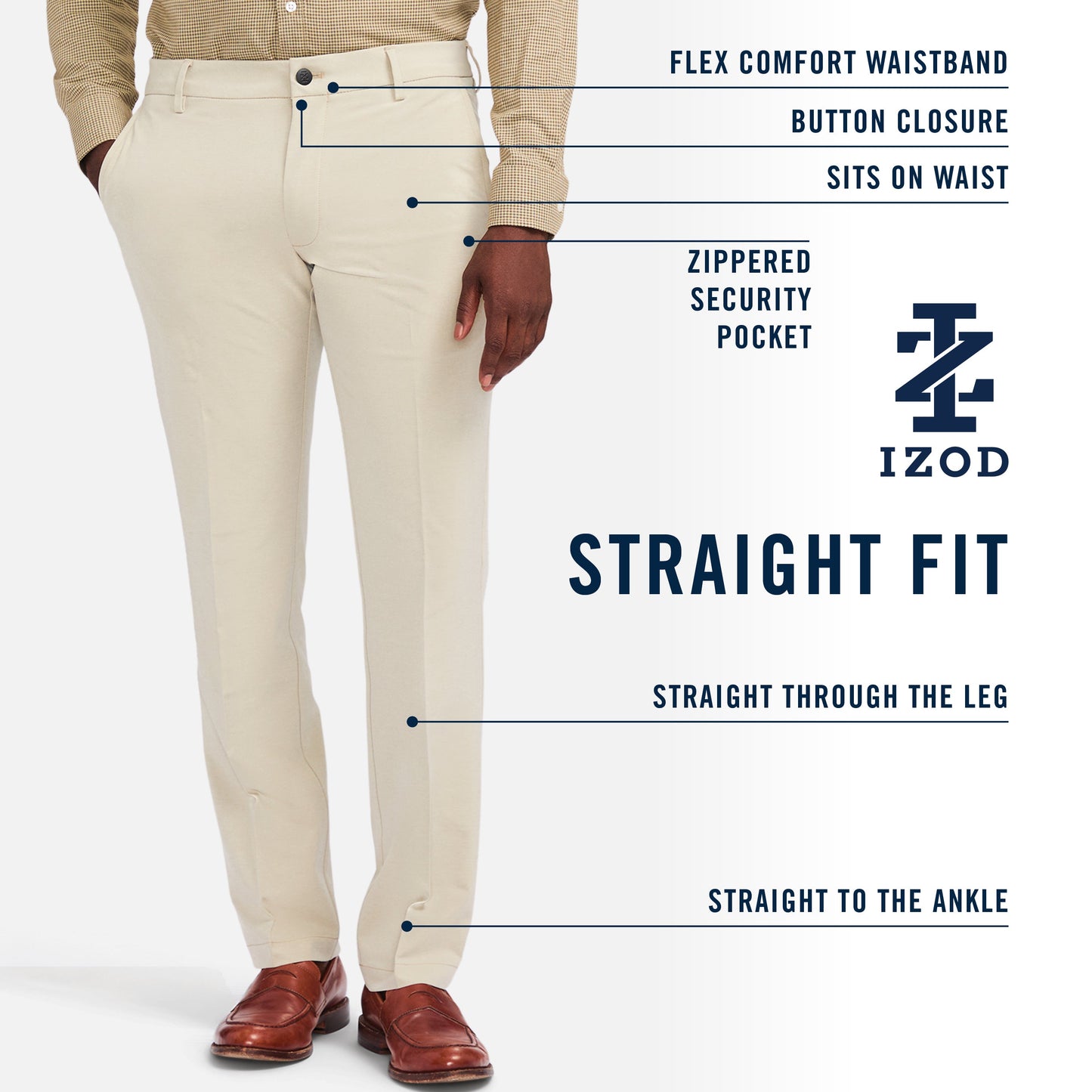 Izod Traveler Flat Front Chino - Cognac Hthr