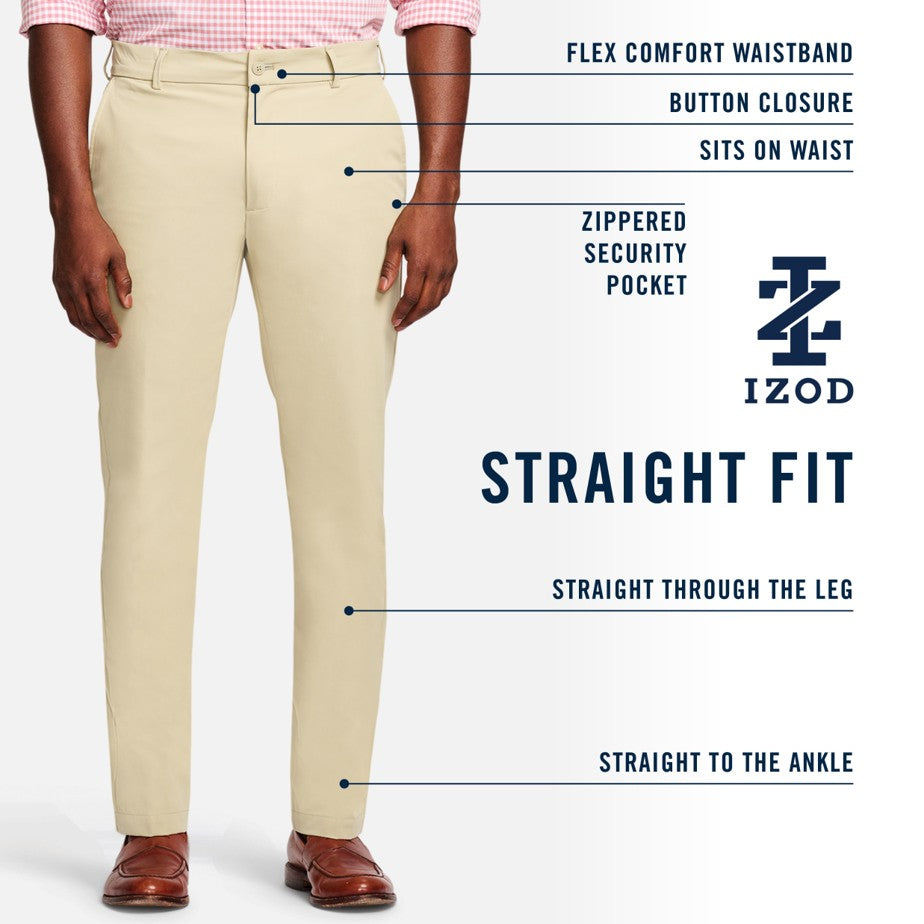 Izod Performance Dress Flat Front Chino - Navy Blazer
