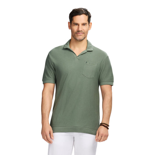 Izod Johnny Collar Textured Knit Polo - Laurel Wreath