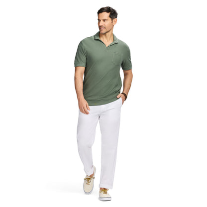 Izod Johnny Collar Textured Knit Polo - Laurel Wreath