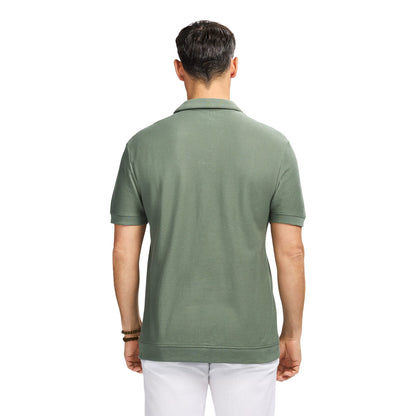 Izod Johnny Collar Textured Knit Polo - Laurel Wreath