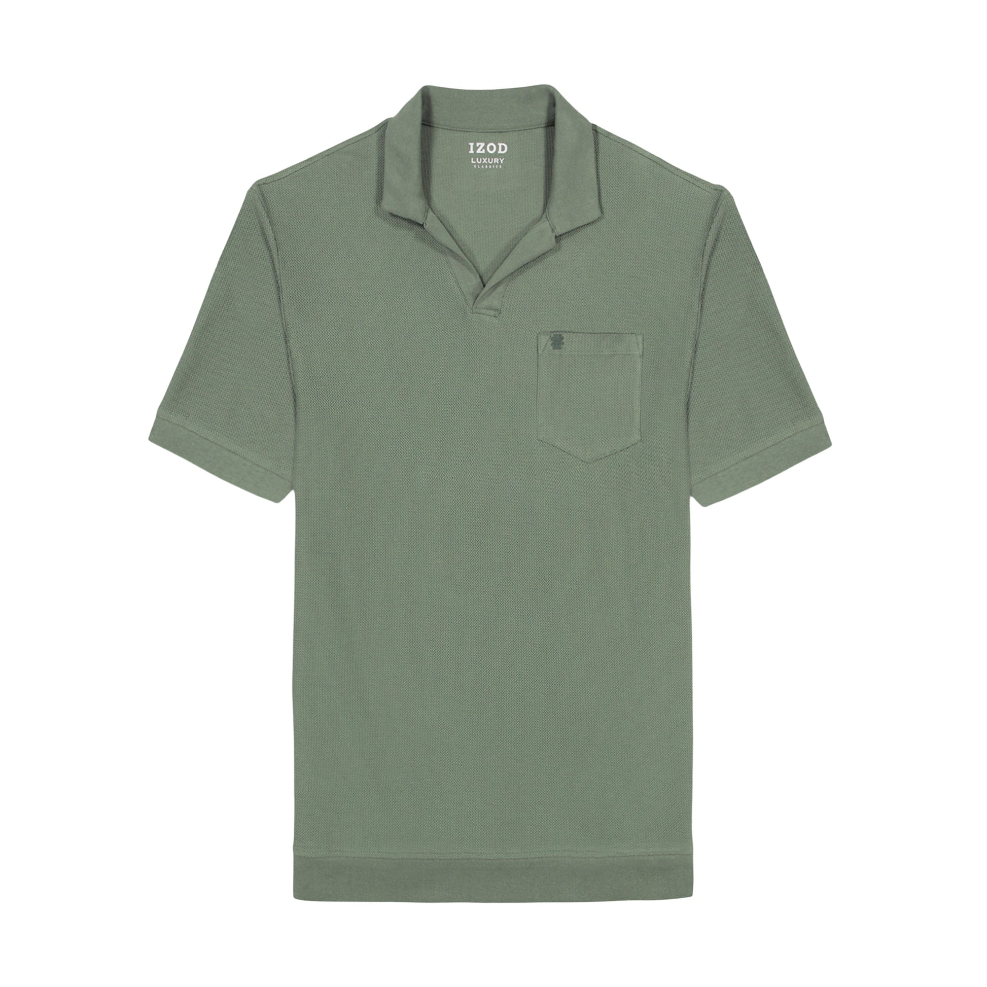 Izod Johnny Collar Textured Knit Polo - Laurel Wreath