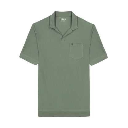 Izod Johnny Collar Textured Knit Polo - Laurel Wreath
