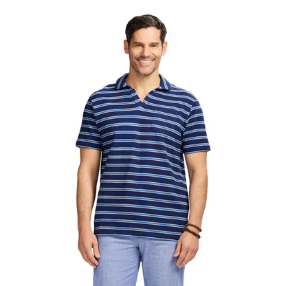 Izod Johnny Collar Textured Knit Polo - Medieval Blue