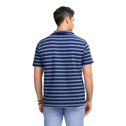 Izod Johnny Collar Textured Knit Polo - Medieval Blue