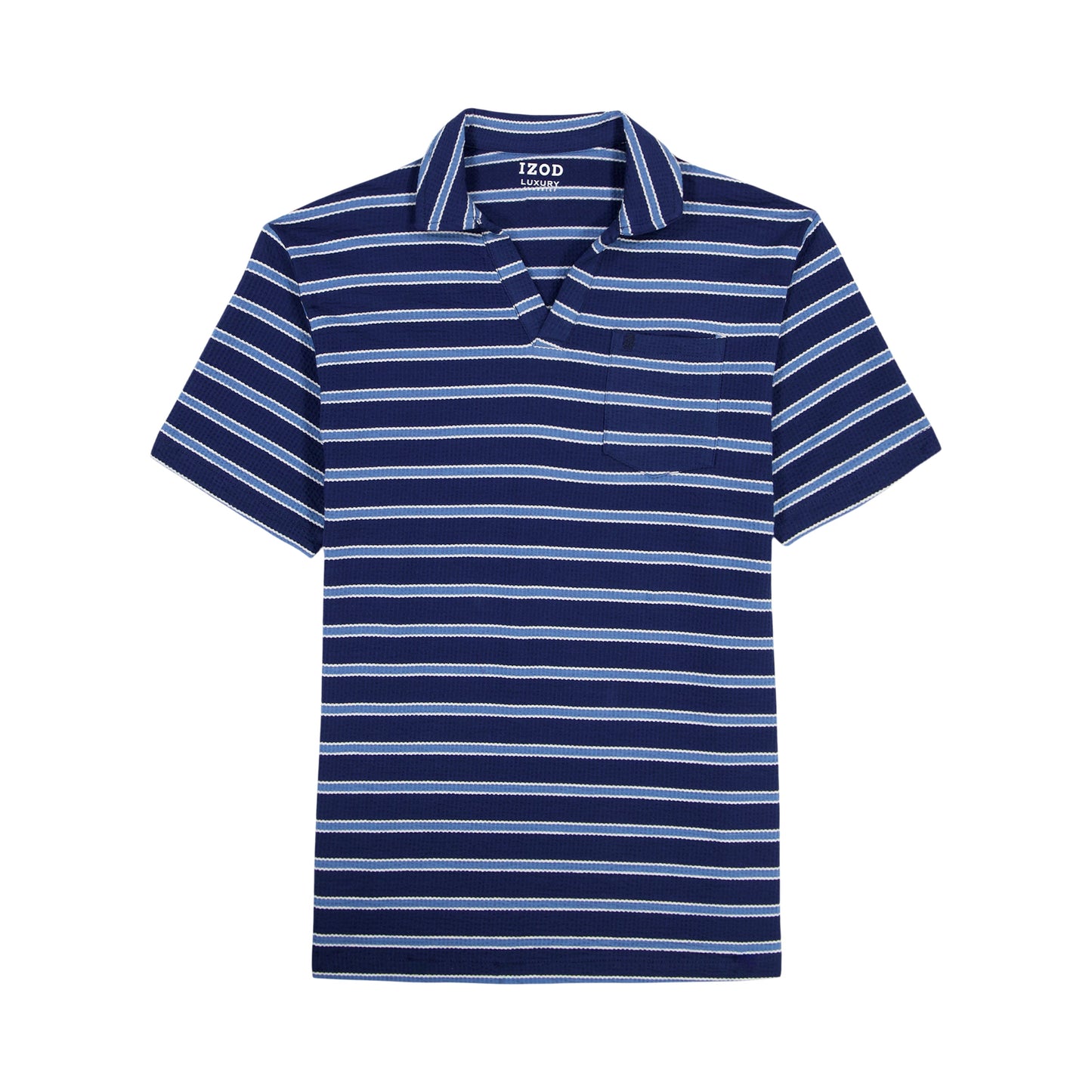 Izod Johnny Collar Textured Knit Polo - Medieval Blue