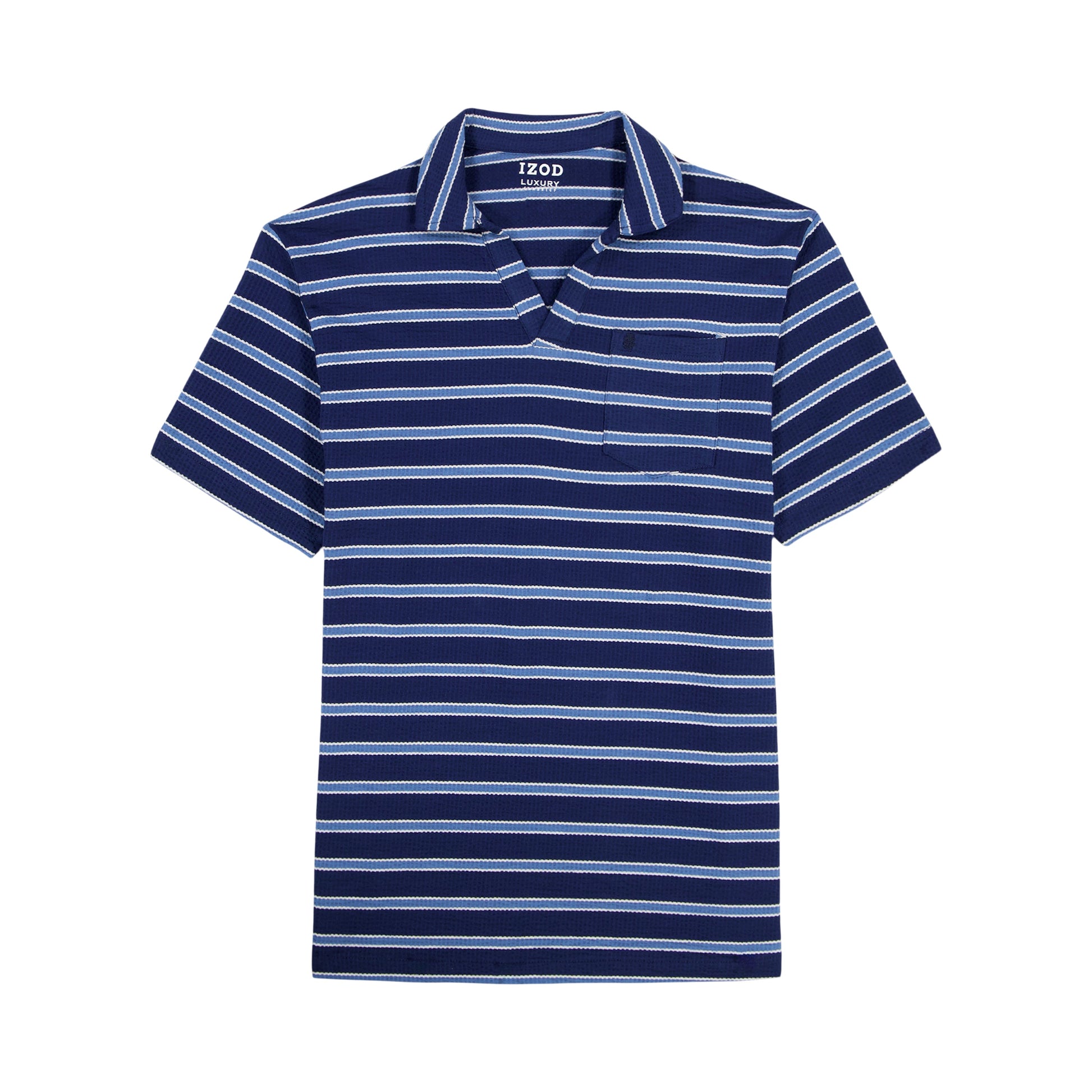 Izod Johnny Collar Textured Knit Polo - Medieval Blue