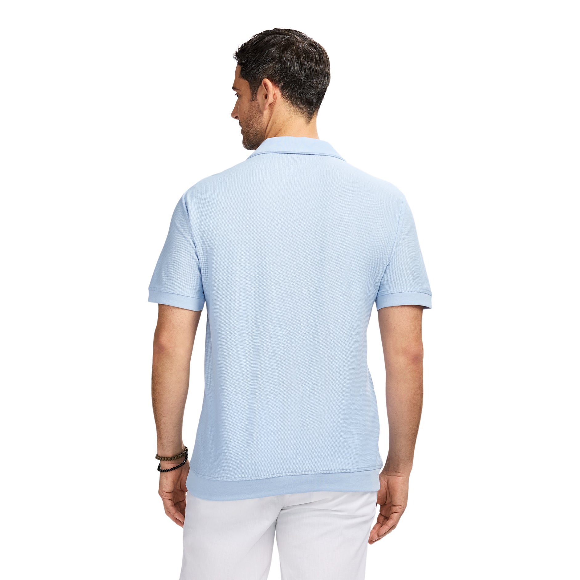 Izod Johnny Collar Textured Knit Polo - Chambray Blue