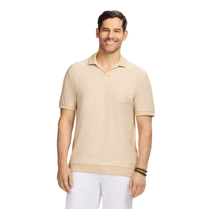 Izod Johnny Collar Textured Knit Polo - Egret
