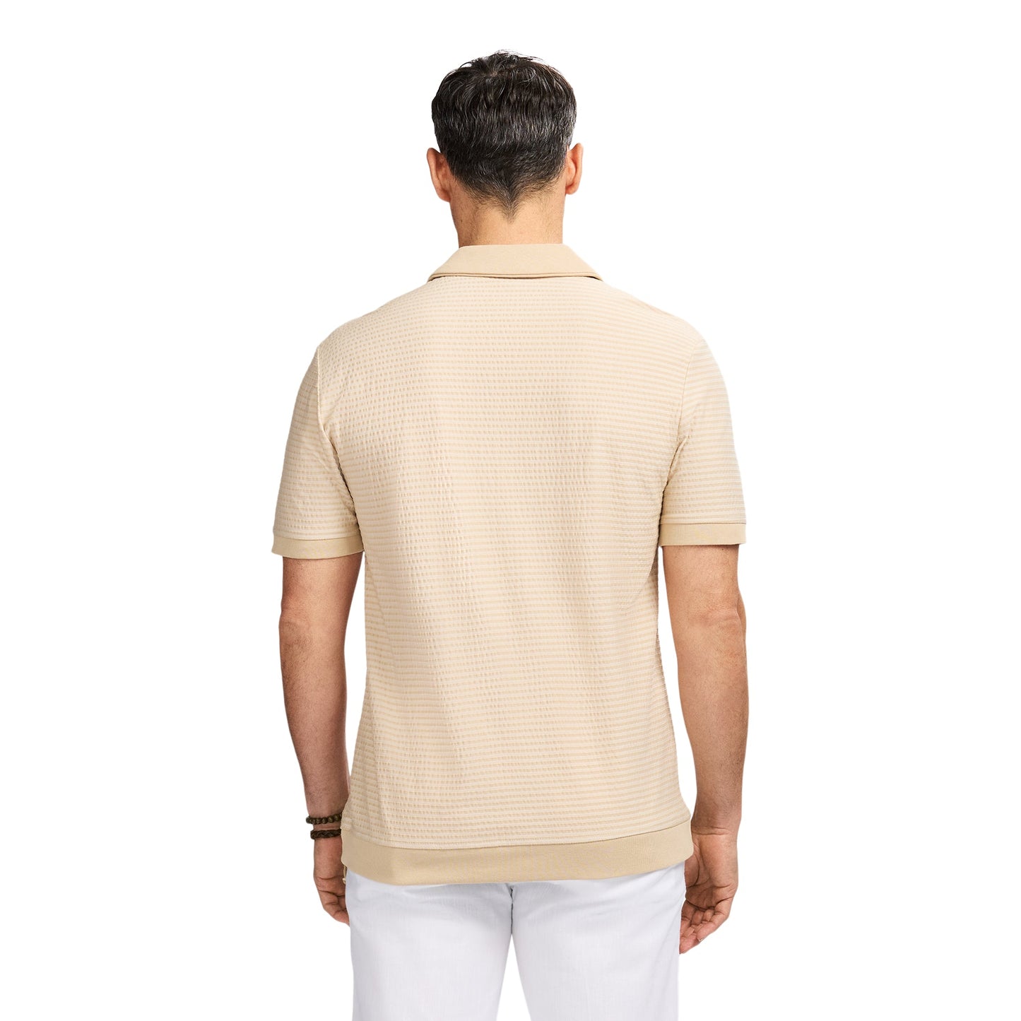 Izod Johnny Collar Textured Knit Polo - Egret