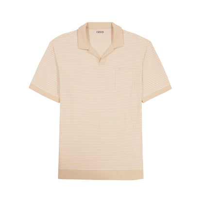 Izod Johnny Collar Textured Knit Polo - Egret