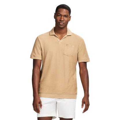 Izod Johnny Collar Textured Knit Polo - Tannin