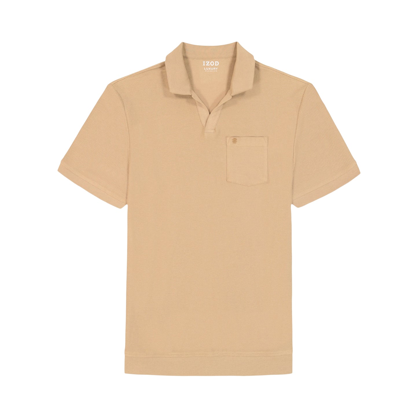 Izod Johnny Collar Textured Knit Polo - Tannin
