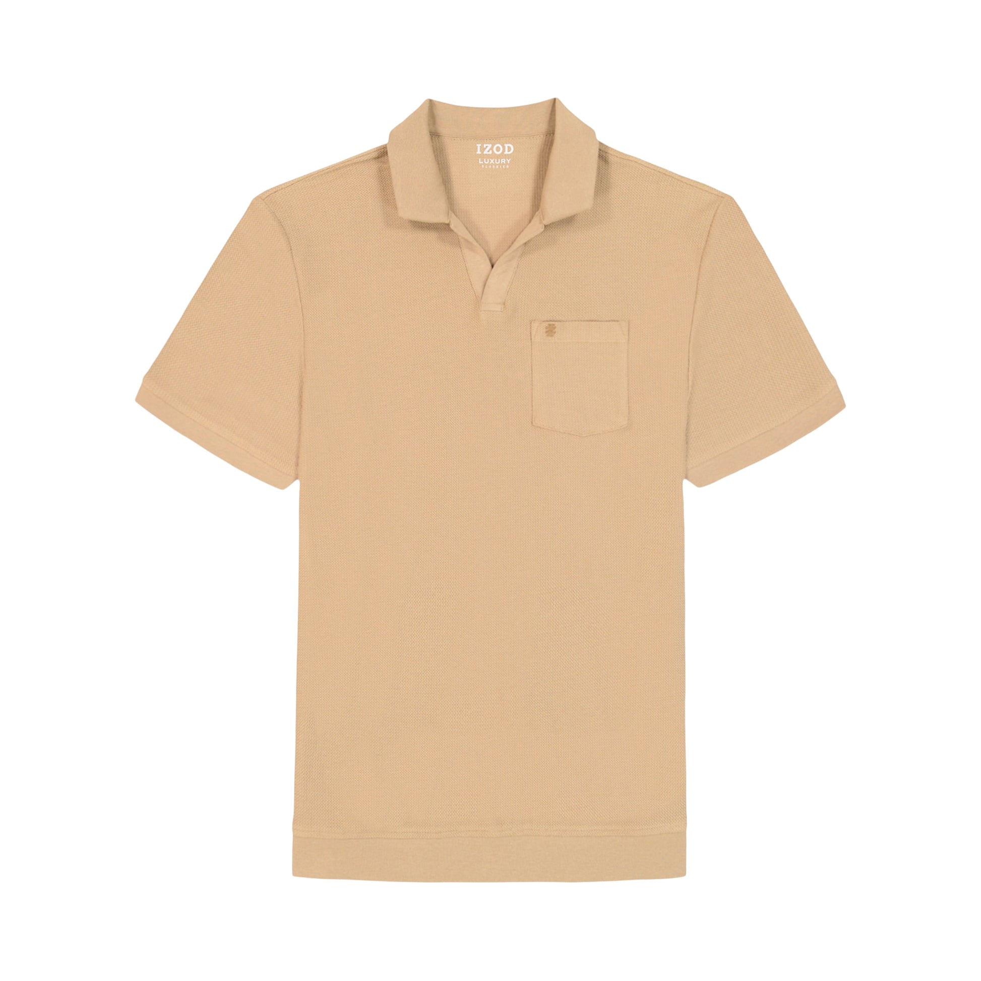Izod Johnny Collar Textured Knit Polo - Tannin