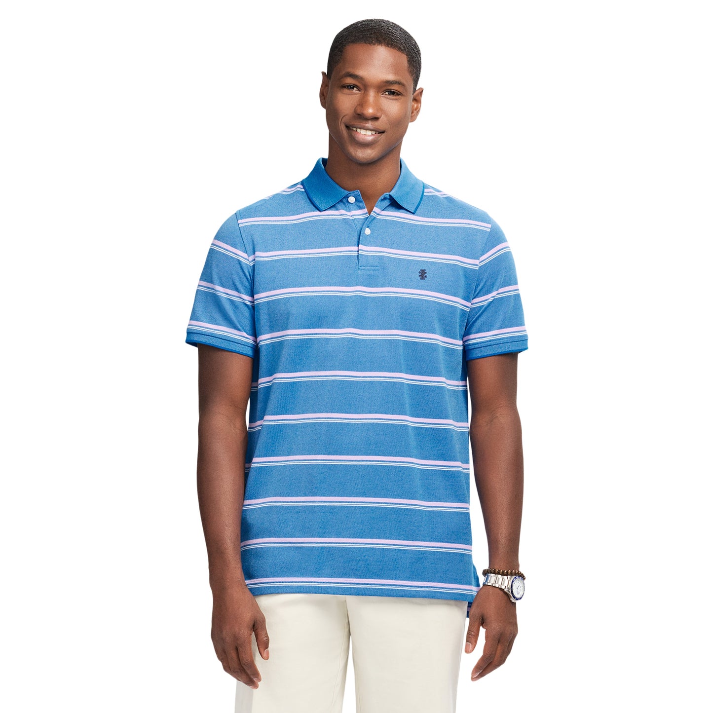 Izod ADVANTAGE PERFORMANCE STRIPED POLO - LAPIS BLUE