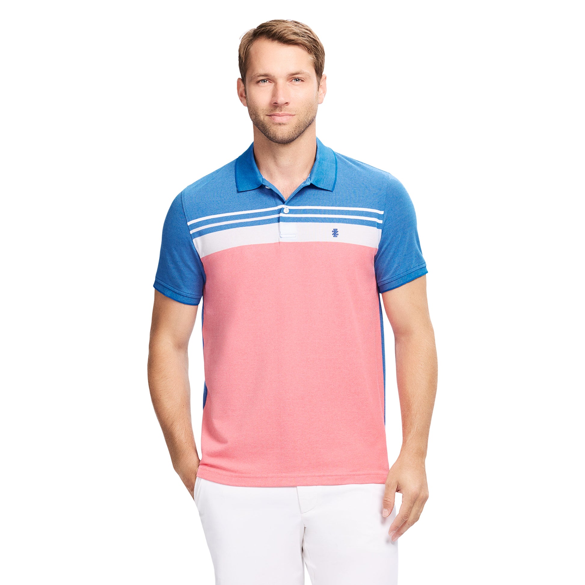 Izod ADVANTAGE PERFORMANCE STRIPED POLO - LAPIS BLUE