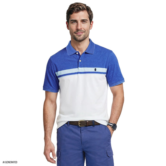 Izod ADVANTAGE PERFORMANCE STRIPED POLO - CORNFLOWER BLUE