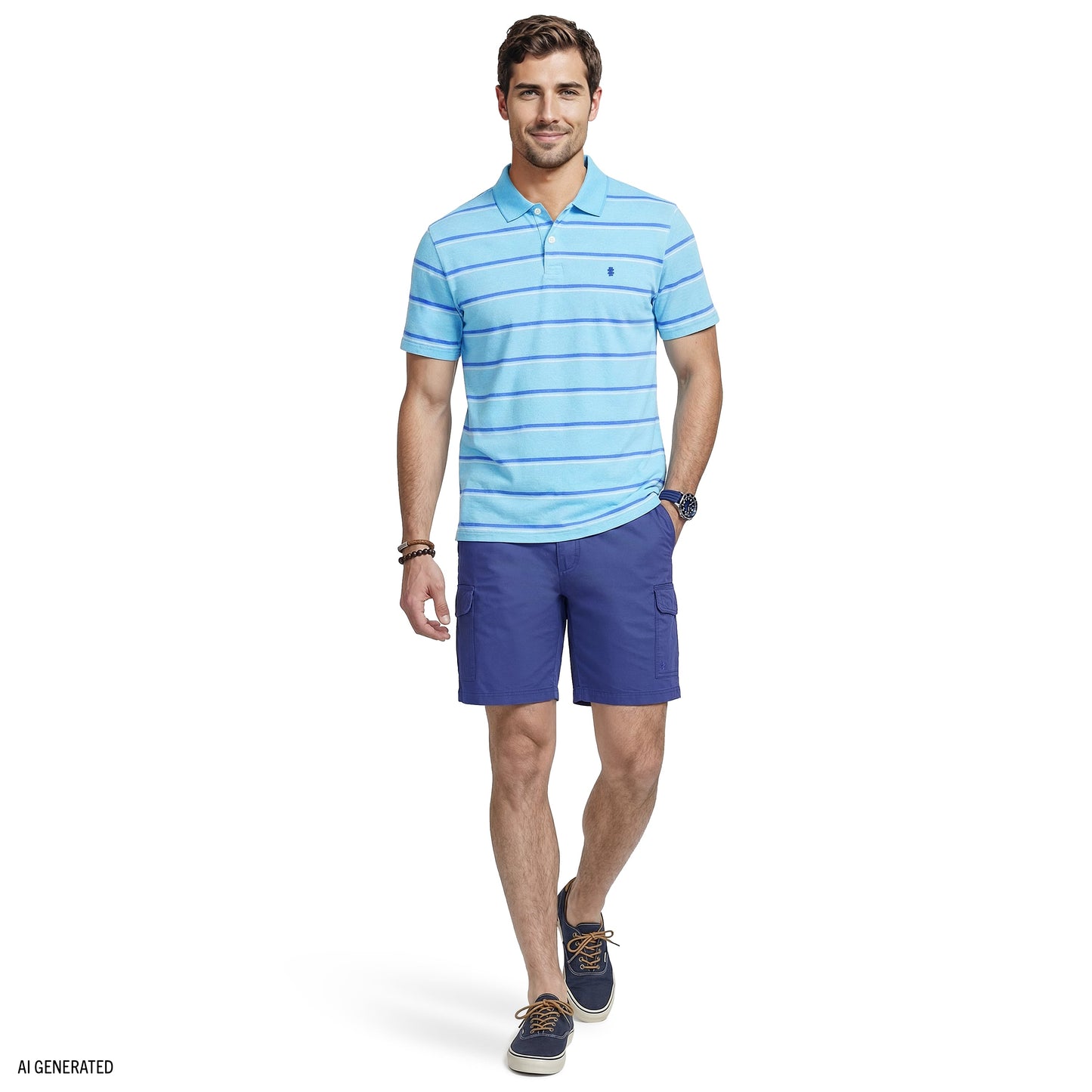 Izod ADVANTAGE PERFORMANCE STRIPED POLO - PEACOCK BLUE